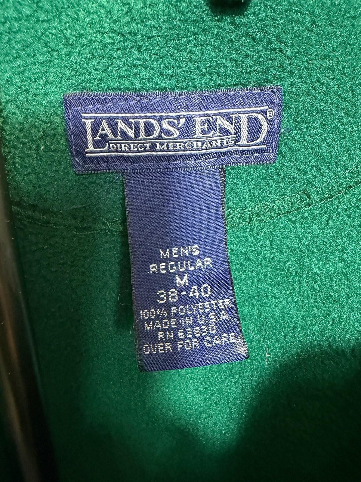 Vintage Lands' End Men's Green Polartec Full Zip Fleece Jacket M - Wormhole Thrift