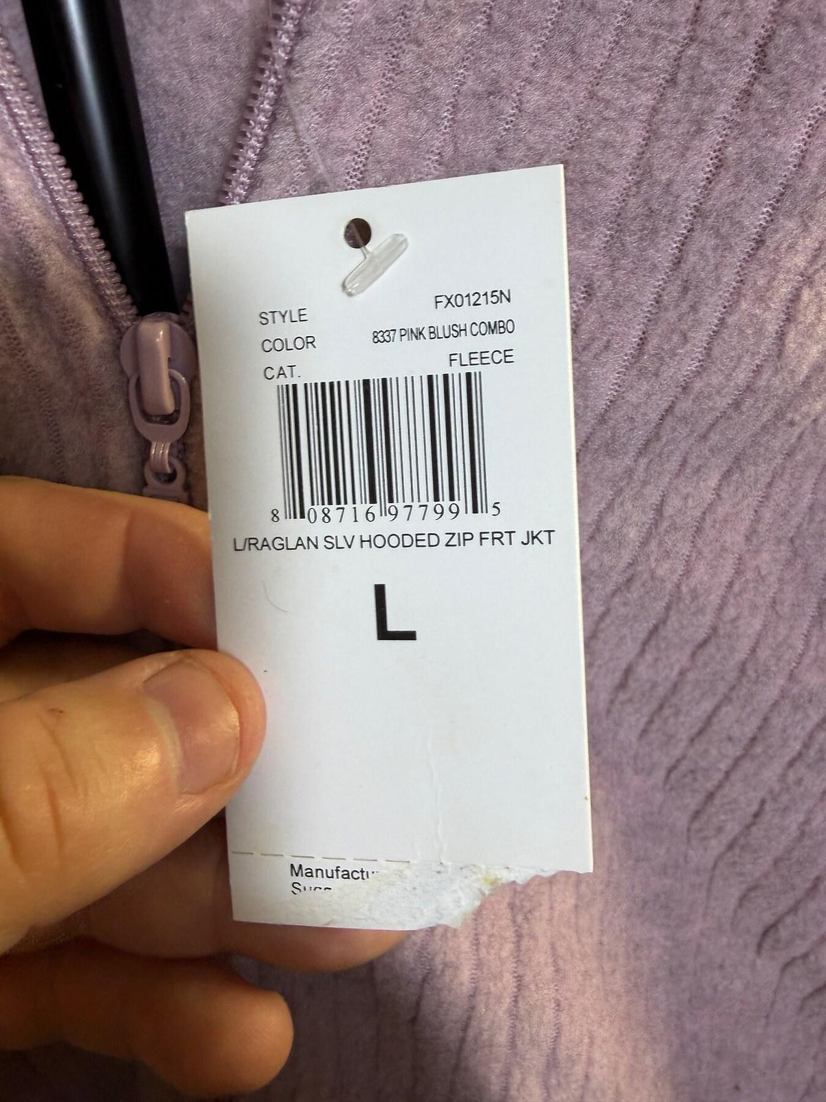 Carolyn Taylor Women's Pink Blush Ribbed Fleece Full Zip Hooded Jacket L - Wormhole Thrift