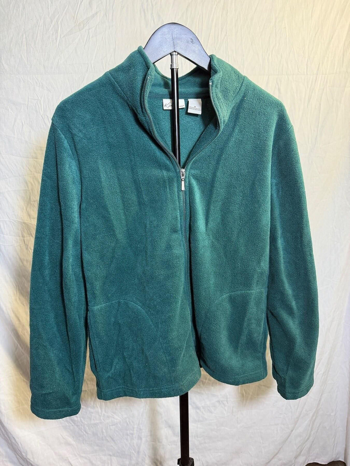 Kim Rogers Women's Medium Teal Green Full Zip Mock Neck Fleece Jacket - Wormhole Thrift