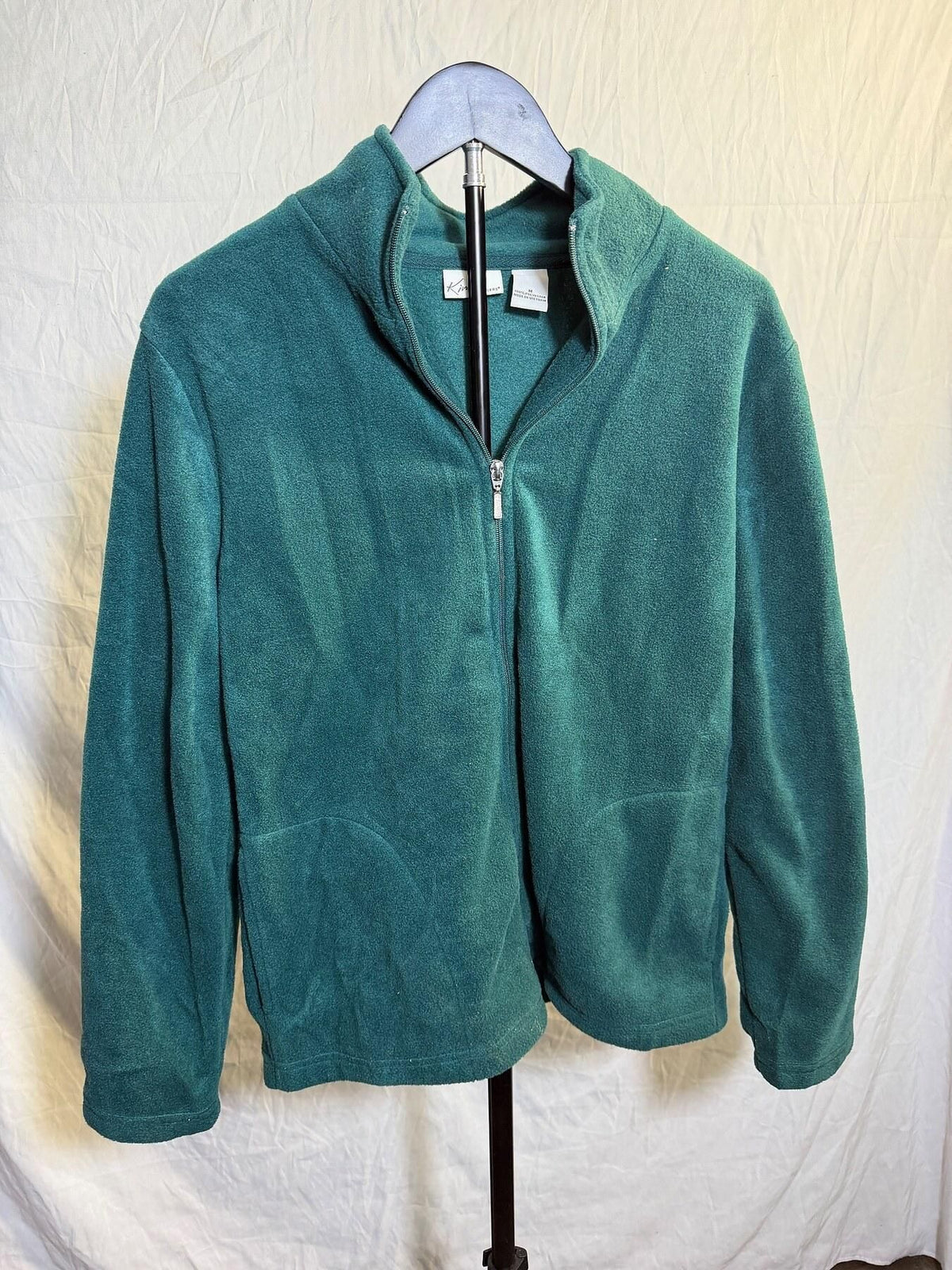 Kim Rogers Women's Medium Teal Green Full Zip Mock Neck Fleece Jacket - Wormhole Thrift