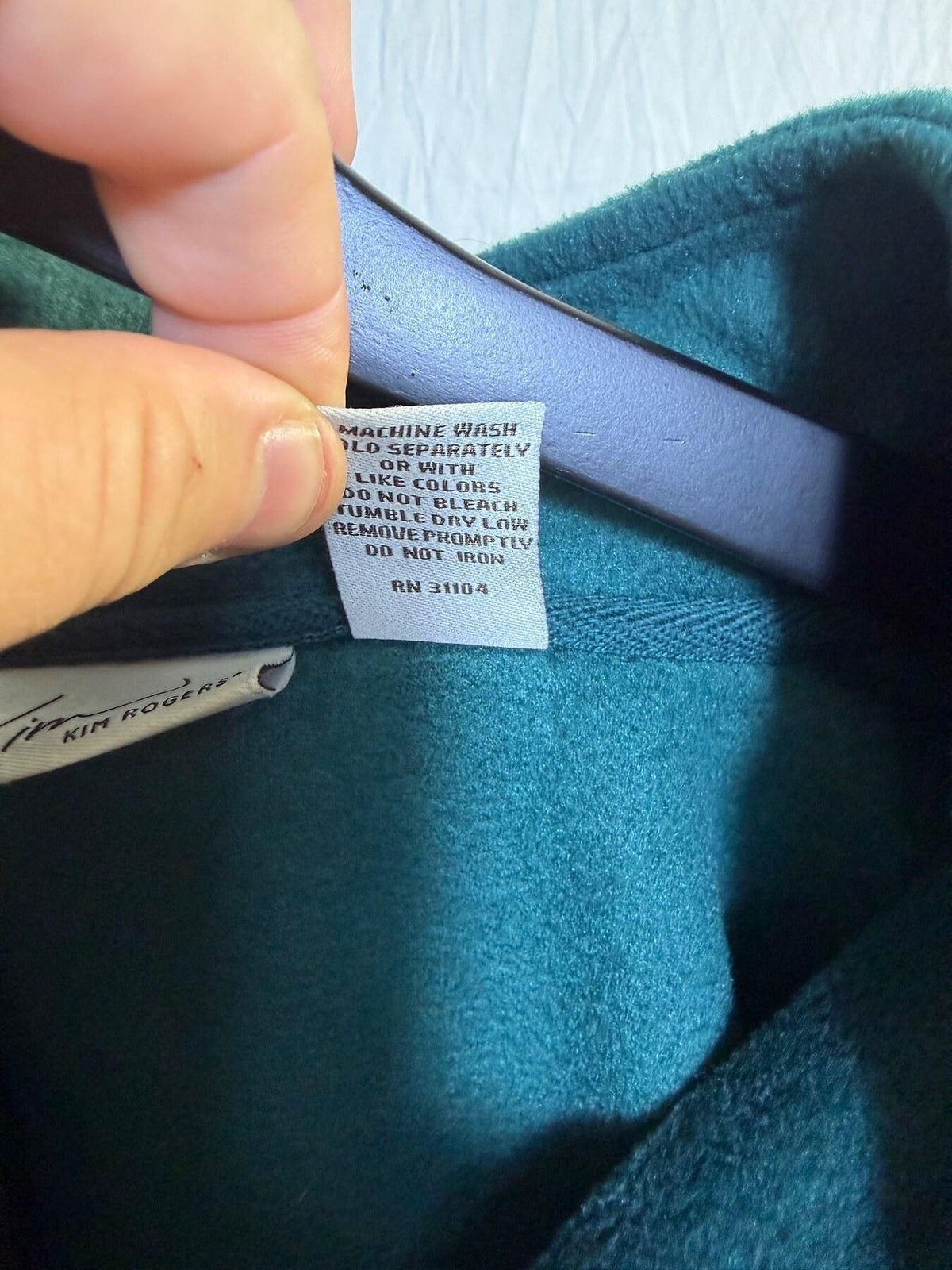 Kim Rogers Women's Medium Teal Green Full Zip Mock Neck Fleece Jacket - Wormhole Thrift