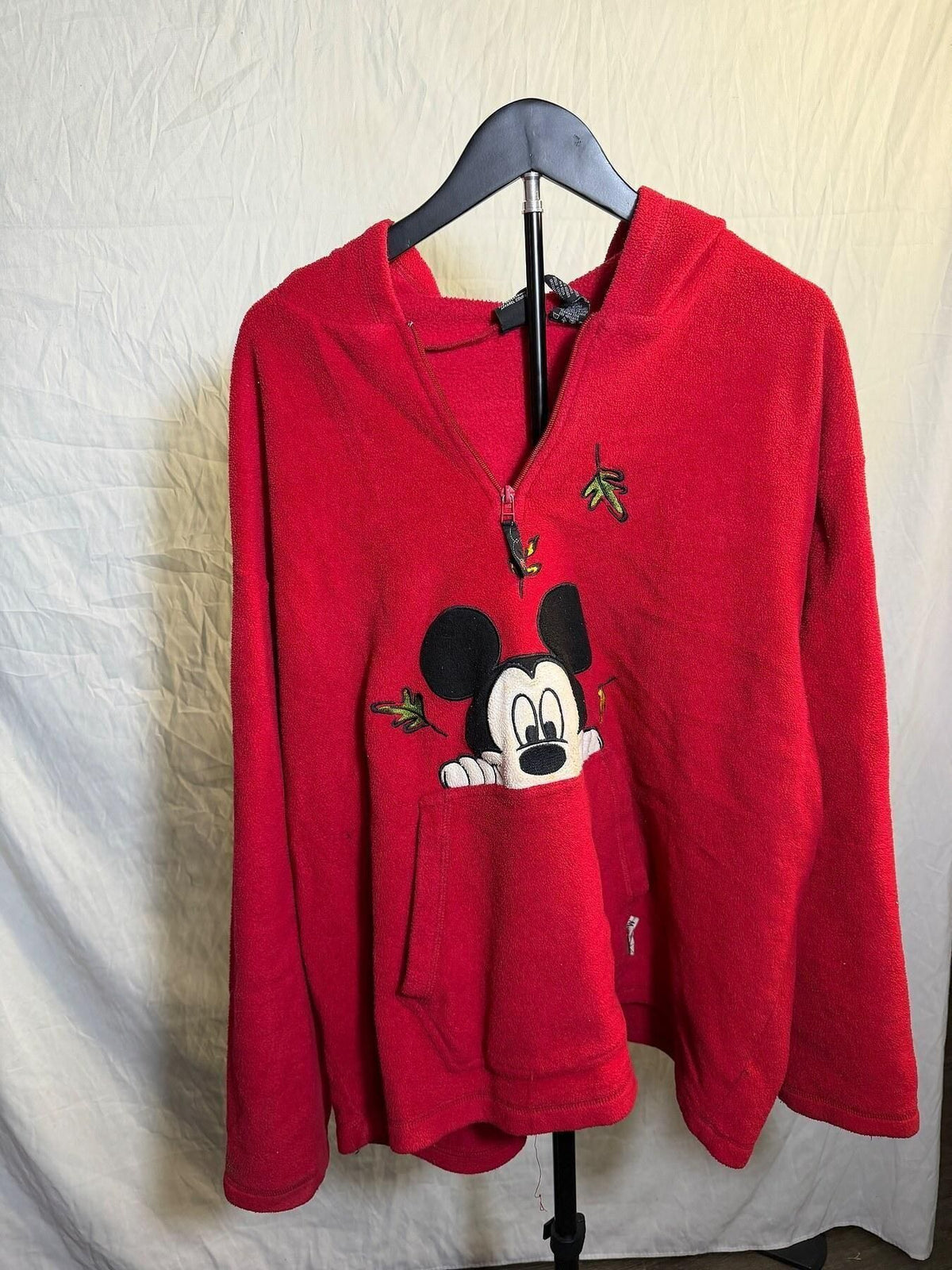 Vintage Mickey Unlimited Red Fleece Quarter Zip Hoodie Women's 26W/28W Plus - Wormhole Thrift