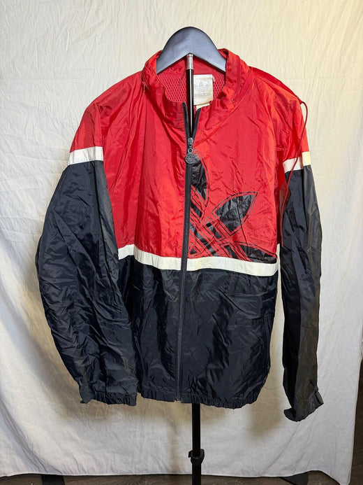 Vintage Adidas Trefoil Color Block Windbreaker Jacket - Wormhole Thrift