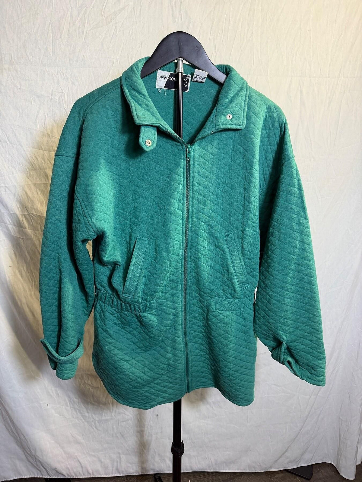 Vintage NEW CONCEPTS Petite Teal Quilted Full Zip Jacket PL 12/14 - Wormhole Thrift