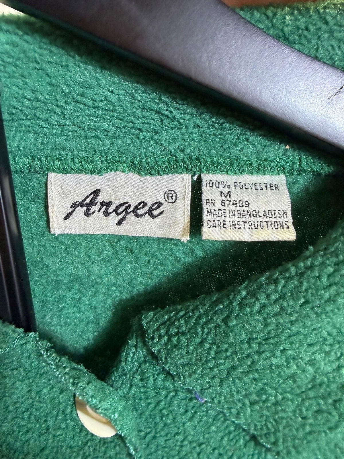Vintage Argee Green Fleece Button-Up Shirt Jacket Size M - Wormhole Thrift
