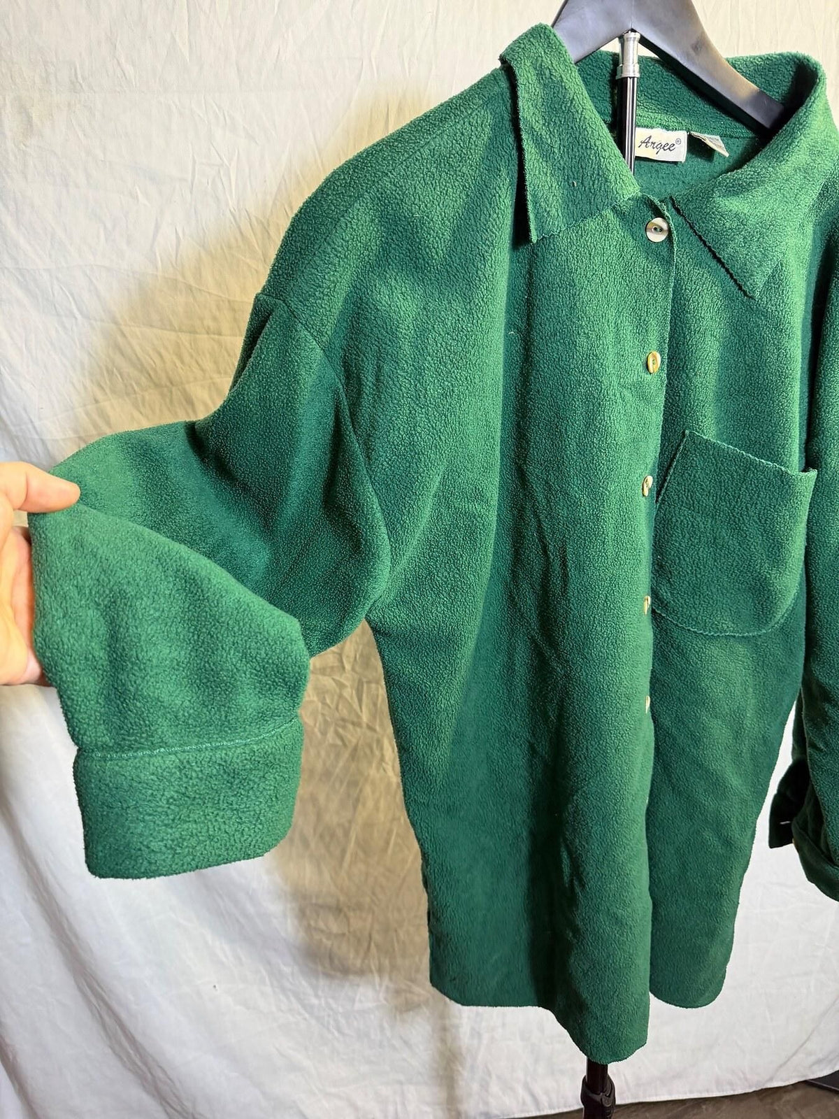 Vintage Argee Green Fleece Button-Up Shirt Jacket Size M - Wormhole Thrift