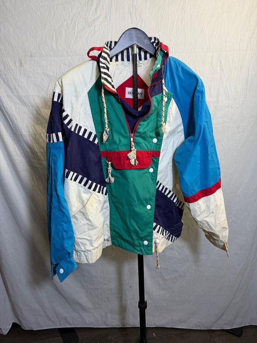Vintage Braetan Color Block Windbreaker Jacket M 80s 90s Nautical - Wormhole Thrift