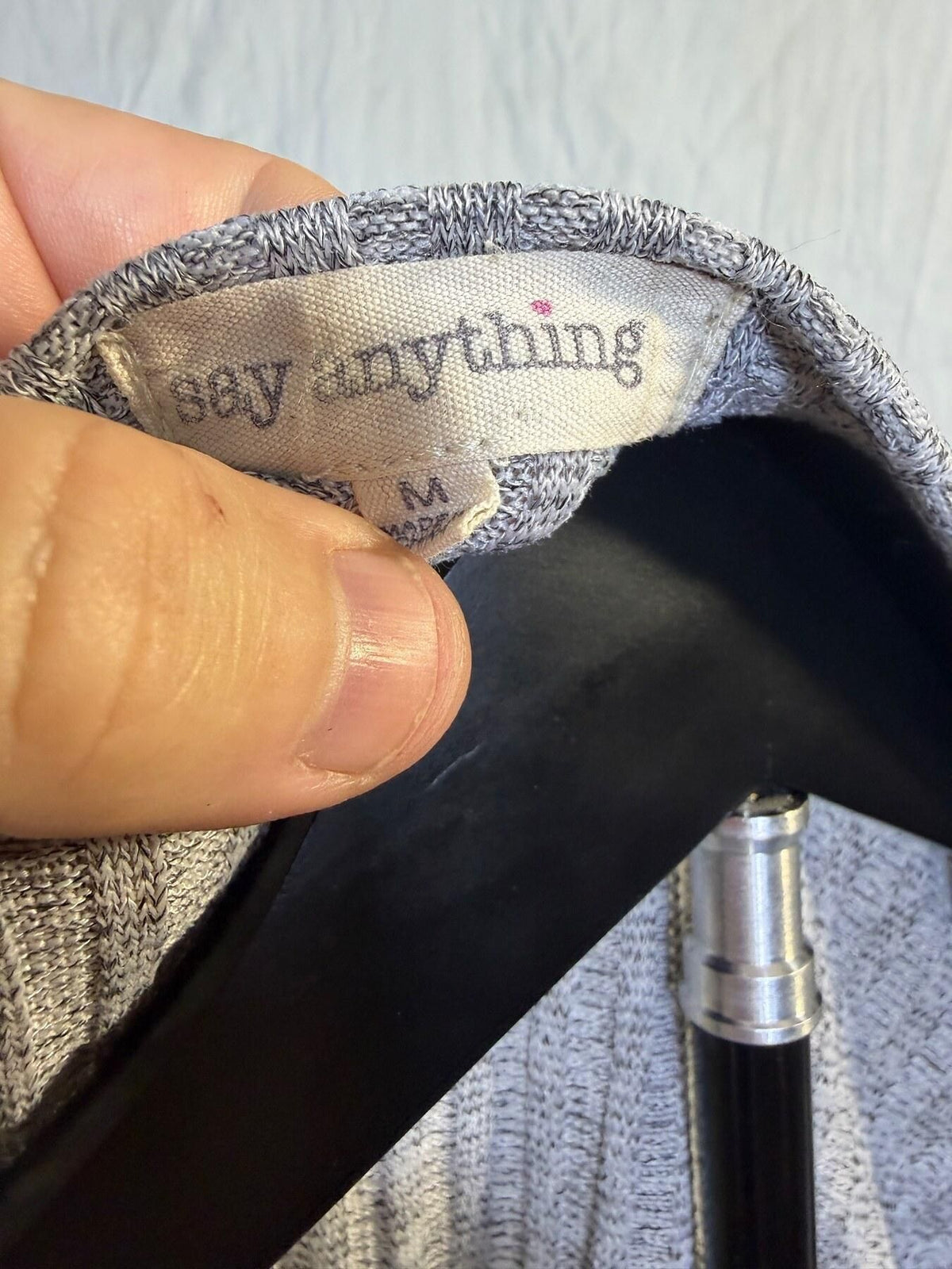 Say Anything Grey Ribbed Long Sleeve Crop Top Size Medium - Wormhole Thrift