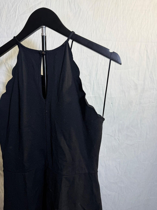 Nine Britton Black Scalloped Neck Peplum Cami Top Size L - Wormhole Thrift