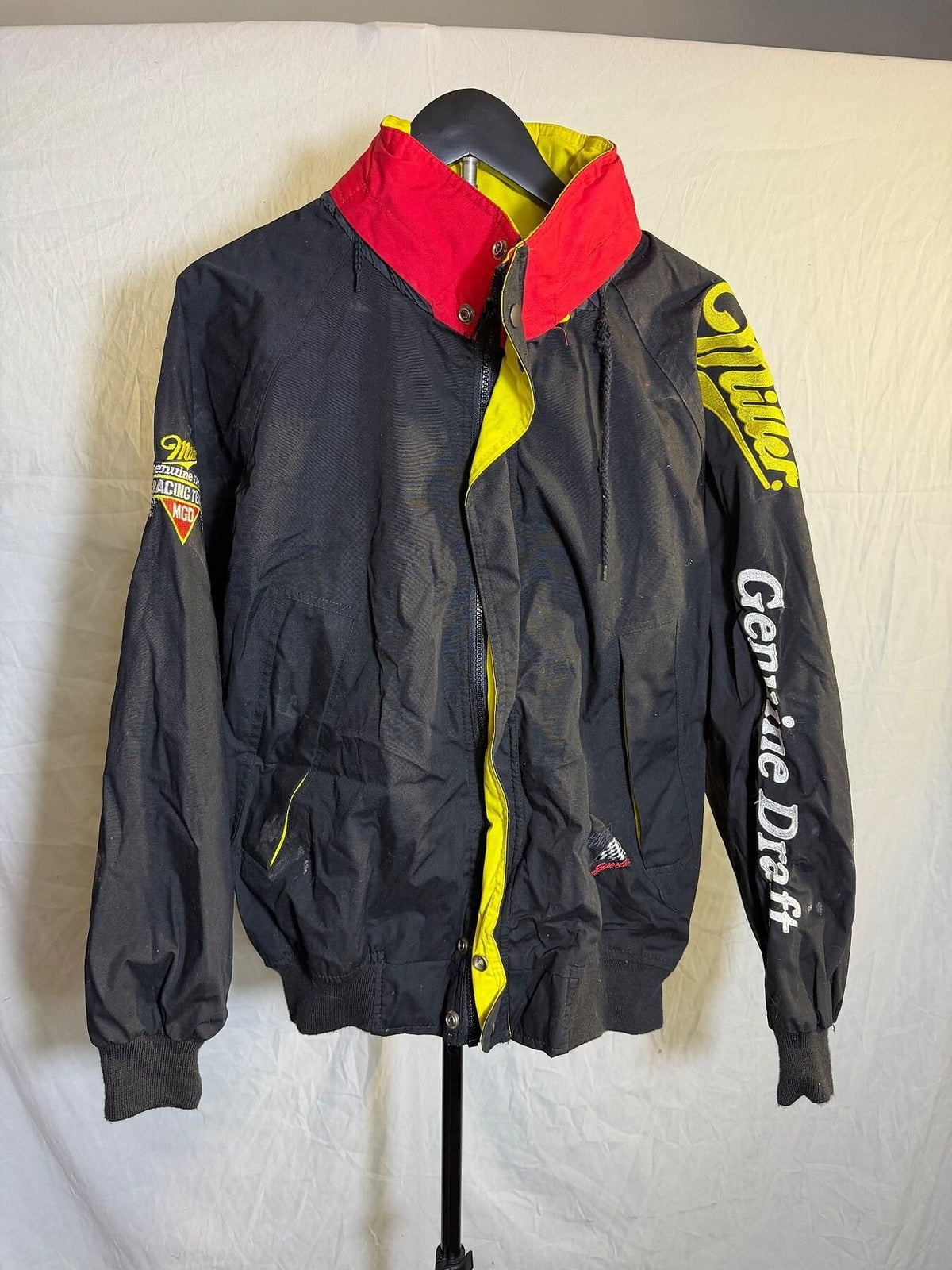 Vintage Miller Genuine Draft NASCAR Racing Jacket Checkered Flag M - Wormhole Thrift