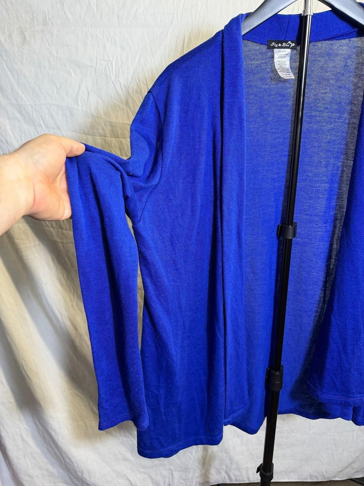 Fig & Blu Women's Royal Blue Open Front Cardigan Shrug Size L - Wormhole Thrift