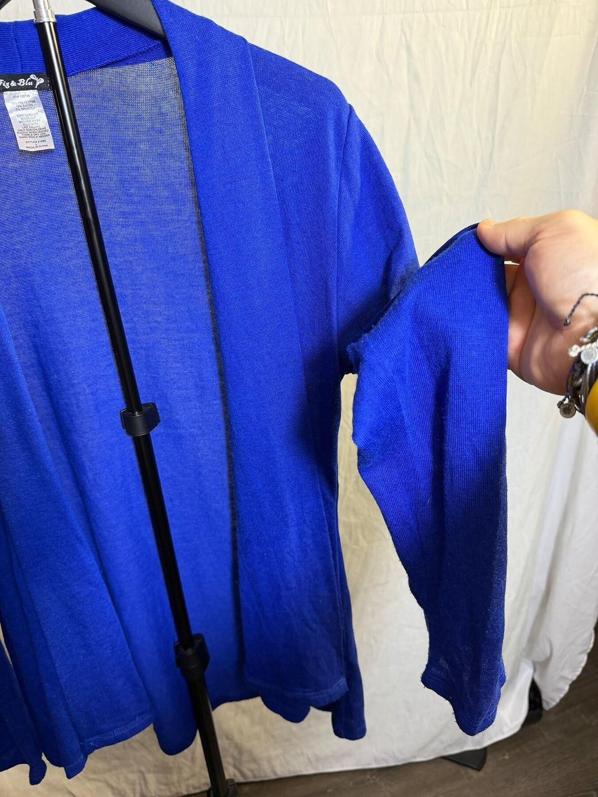 Fig & Blu Women's Royal Blue Open Front Cardigan Shrug Size L - Wormhole Thrift