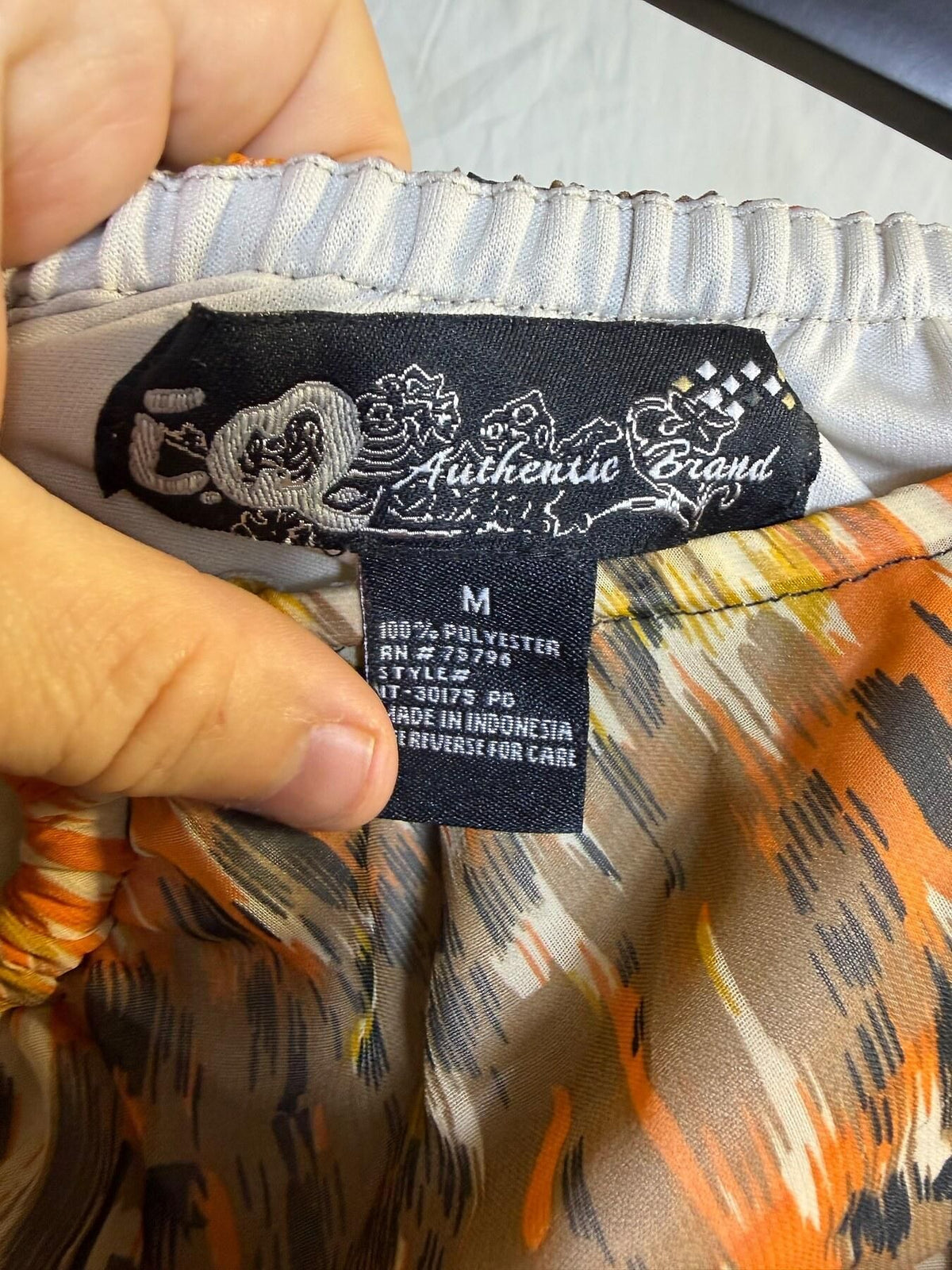 Authentic Brand Women's M Strapless Jumpsuit Orange Abstract Print - Wormhole Thrift