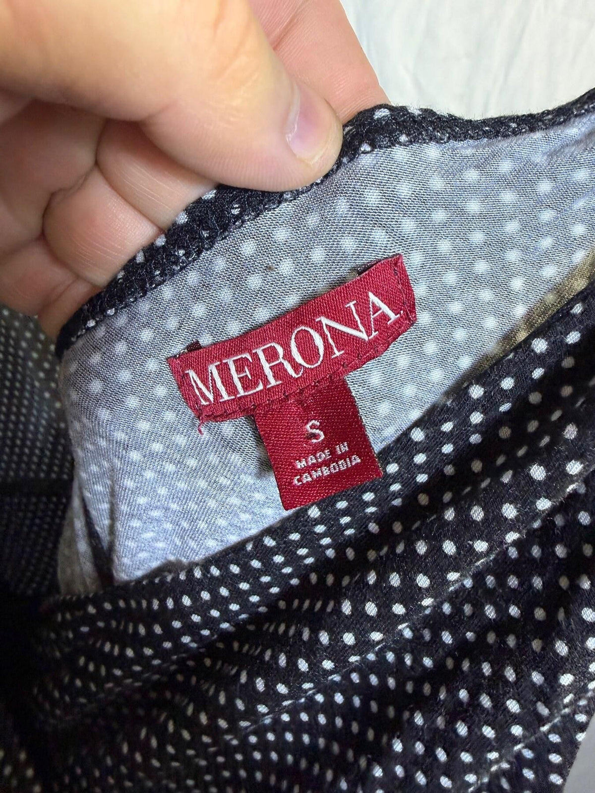 Merona Women's Small Black White Polka Dot Sleeveless V-Neck Dress - Wormhole Thrift