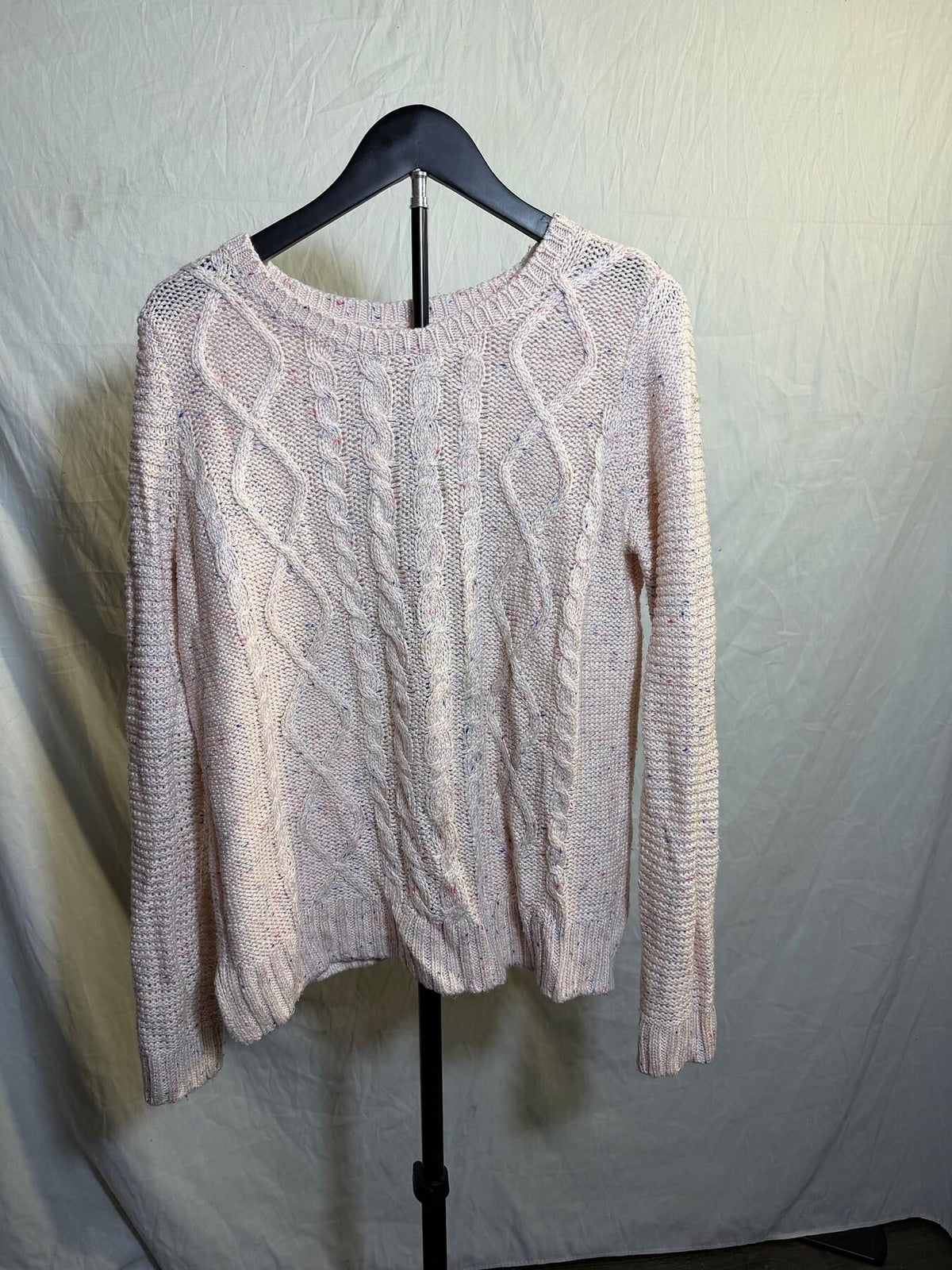 Sonoma Life + Style Women's XS Pink Cable Knit Confetti Sweater - Wormhole Thrift