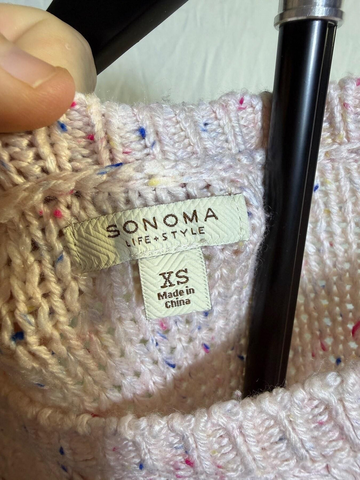 Sonoma Life + Style Women's XS Pink Cable Knit Confetti Sweater - Wormhole Thrift