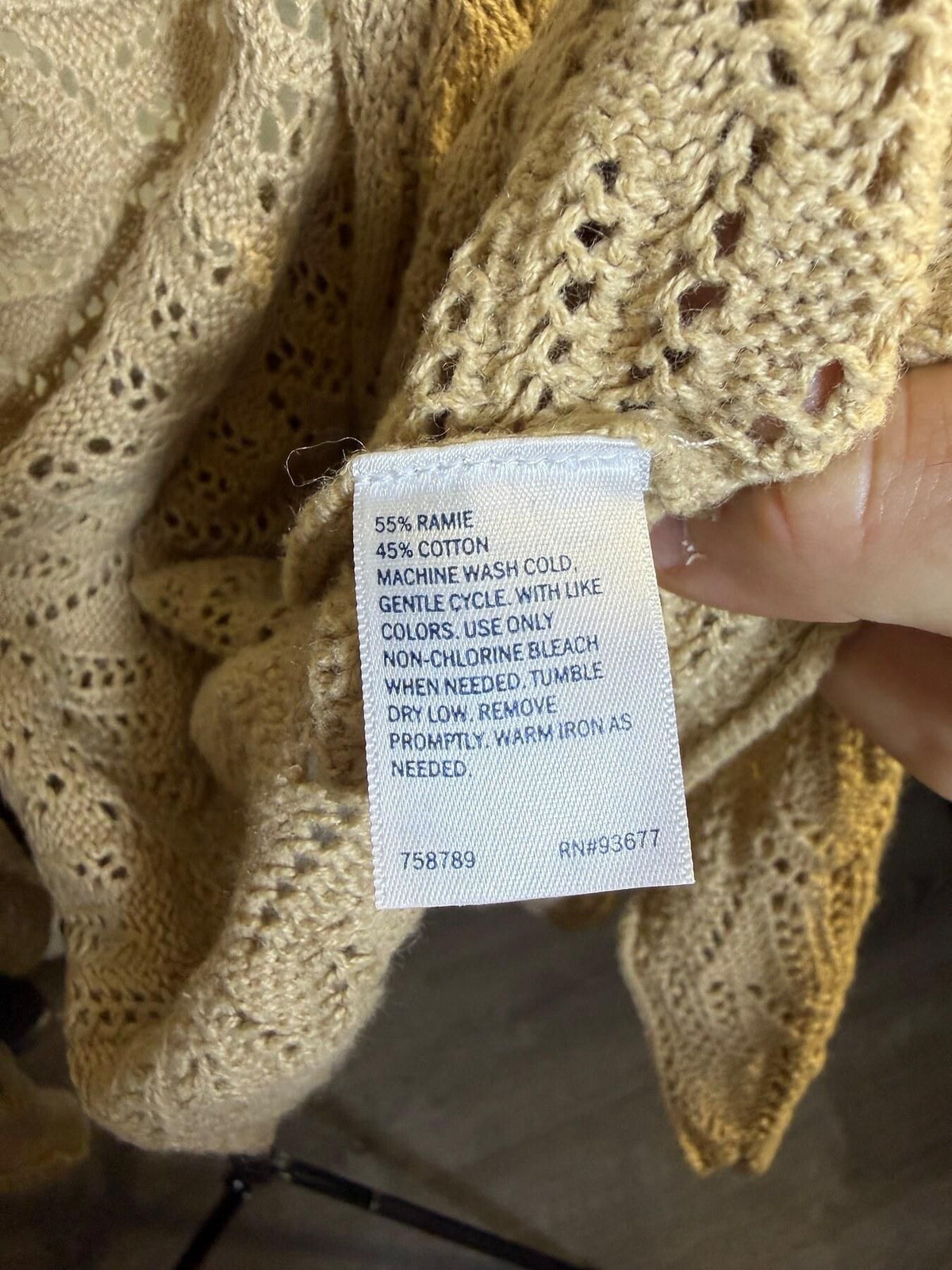 Vintage St. John's Bay Beige Open Knit Short Sleeve Cardigan Shrug XL - Wormhole Thrift