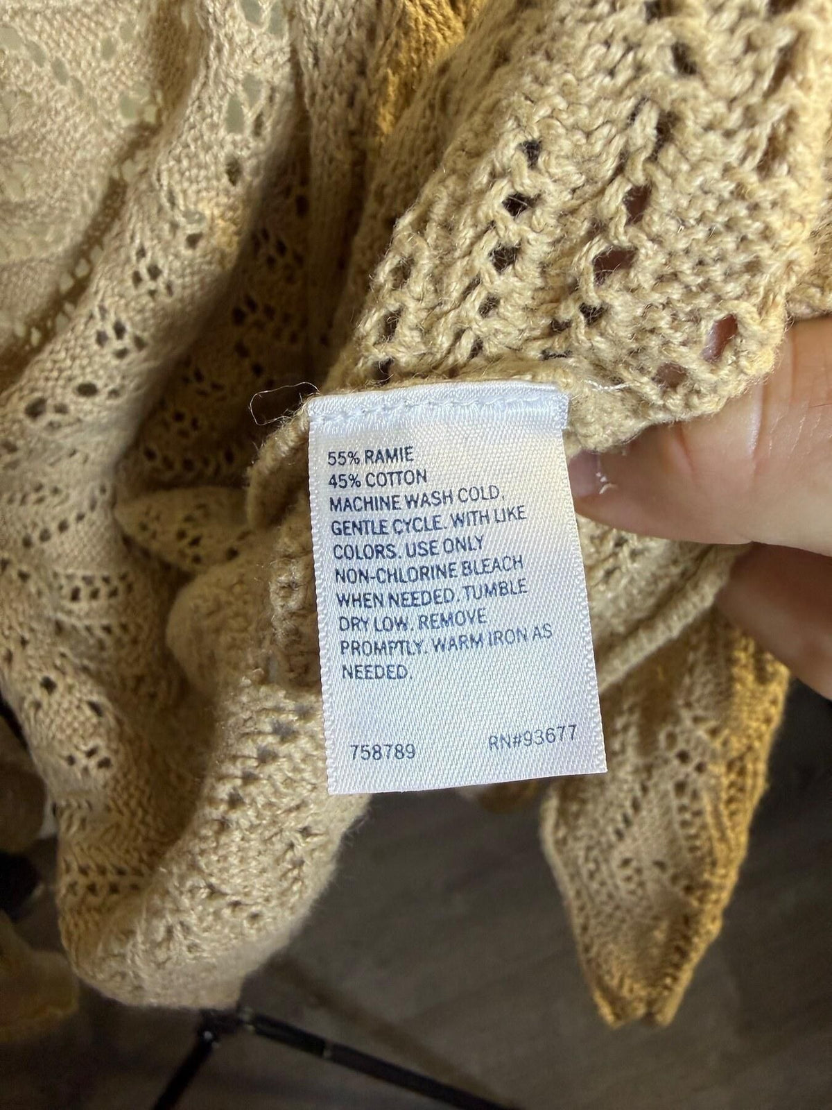 Vintage St. John's Bay Beige Open Knit Short Sleeve Cardigan Shrug XL - Wormhole Thrift