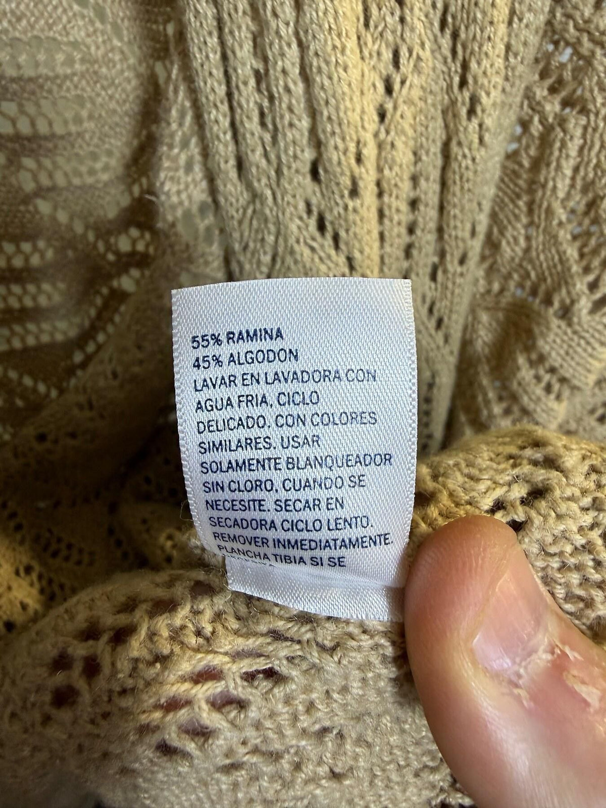 Vintage St. John's Bay Beige Open Knit Short Sleeve Cardigan Shrug XL - Wormhole Thrift