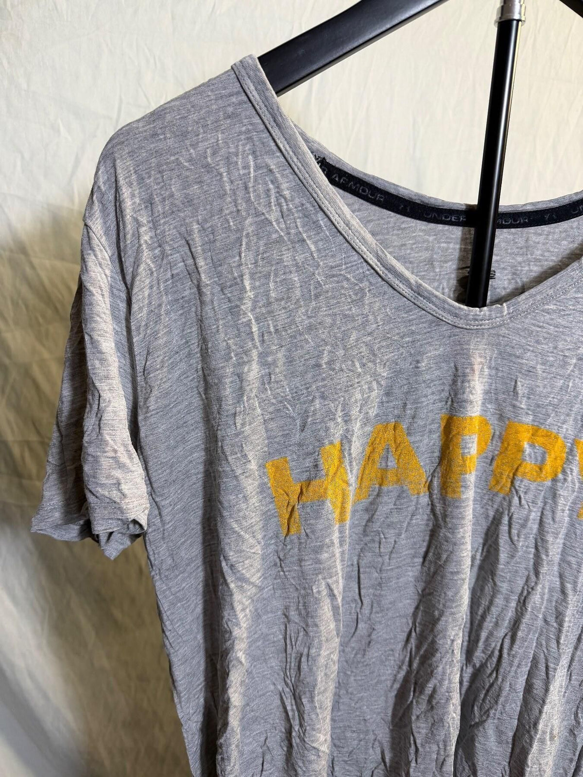 Under Armour Women's Small Grey Happy Recovery Sleepwear V-Neck T-Shirt - Wormhole Thrift