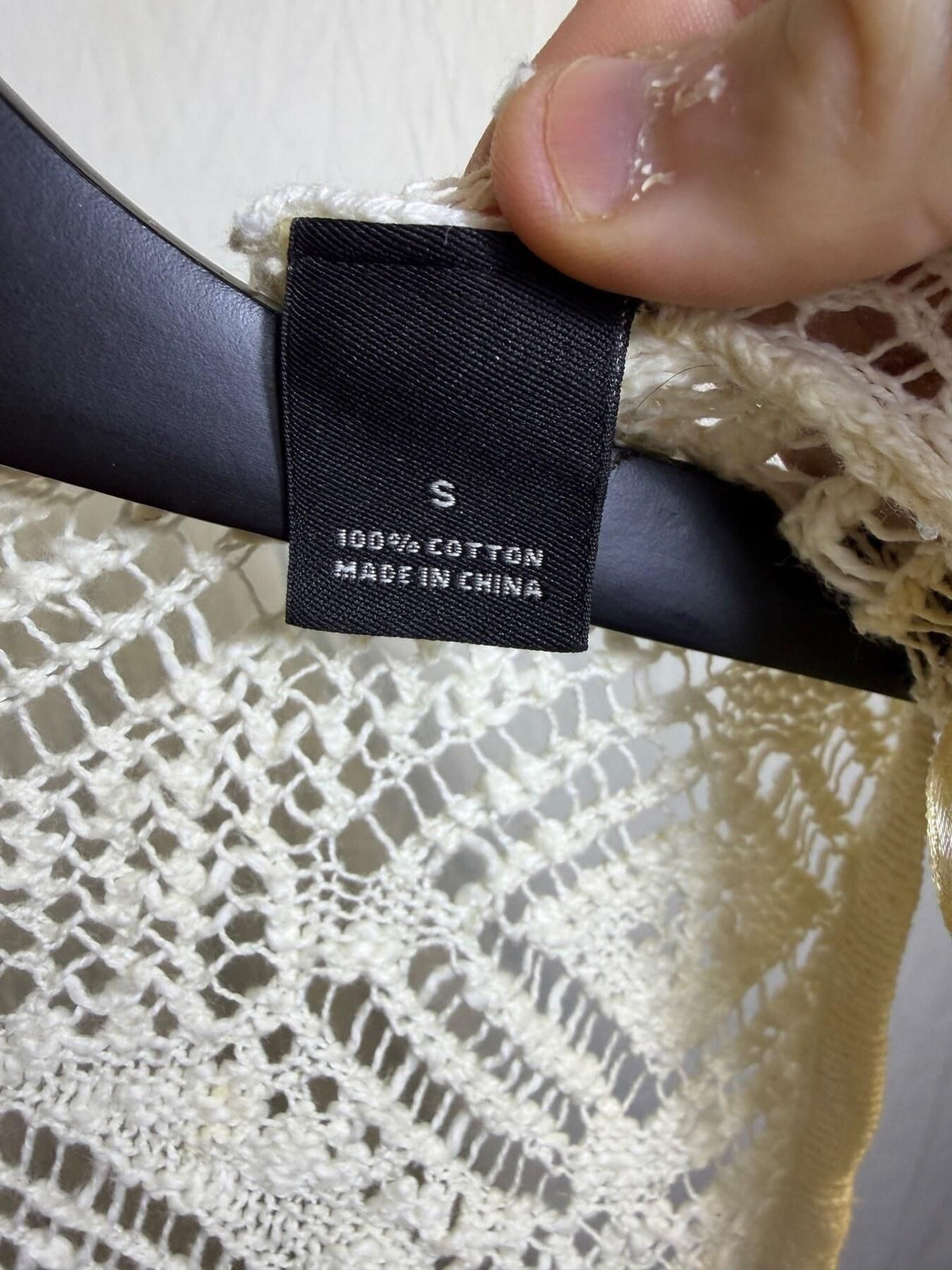 New Directions Women's Cream Cotton Open Knit Sleeveless Cardigan Vest S - Wormhole Thrift