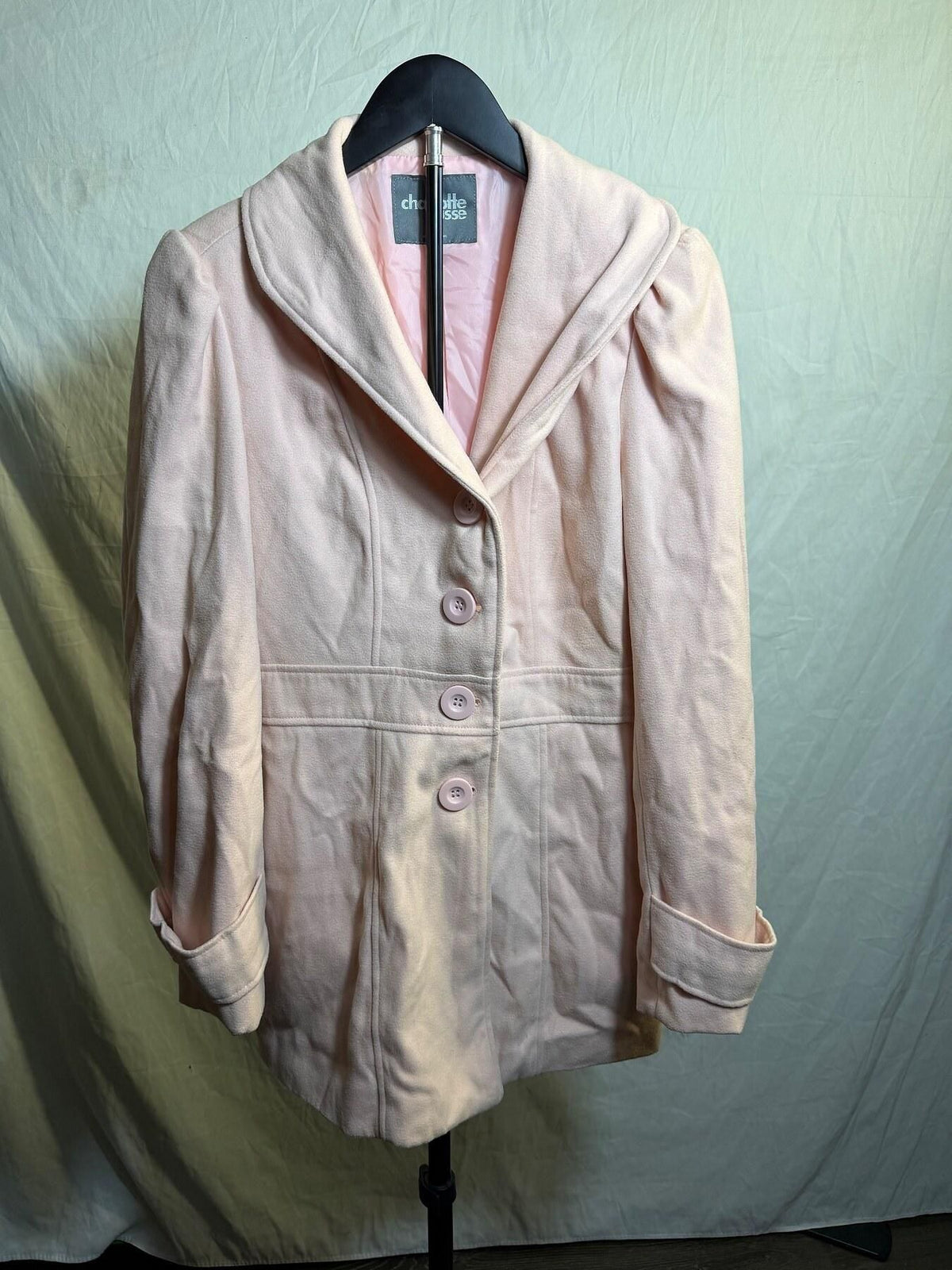 Charlotte Russe Pink Button Front Peacoat Jacket Women's Size Medium - Wormhole Thrift