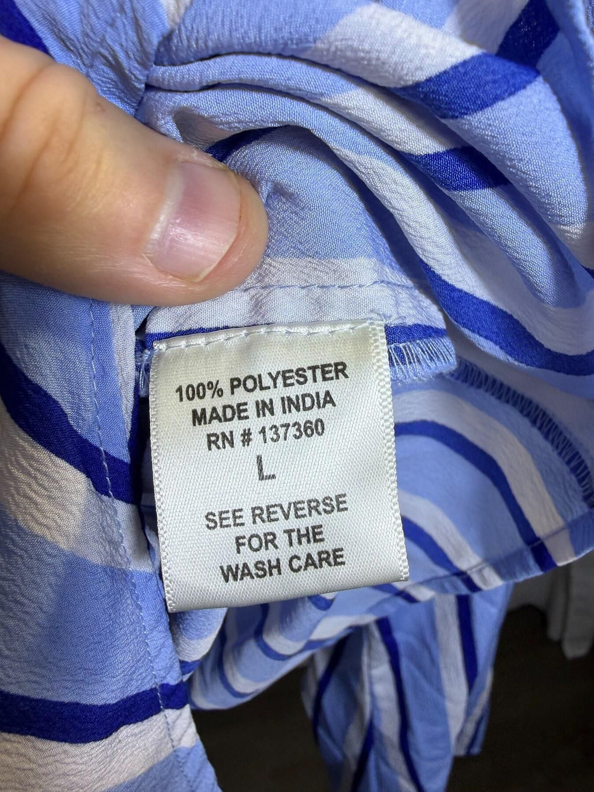 TRUTH nyc Women's Blue & White Striped Tie Front V-Neck Bell Sleeve Blouse L - Wormhole Thrift