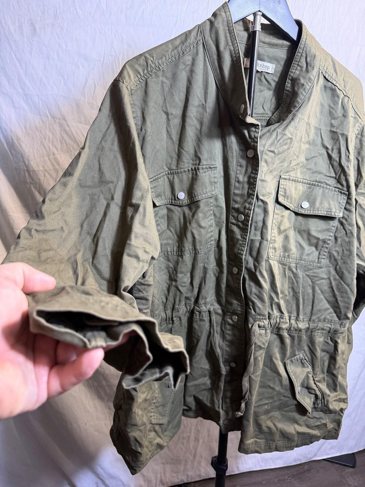 Workshop Republic Clothing Women's Olive Green Utility Anorak Jacket - Wormhole Thrift