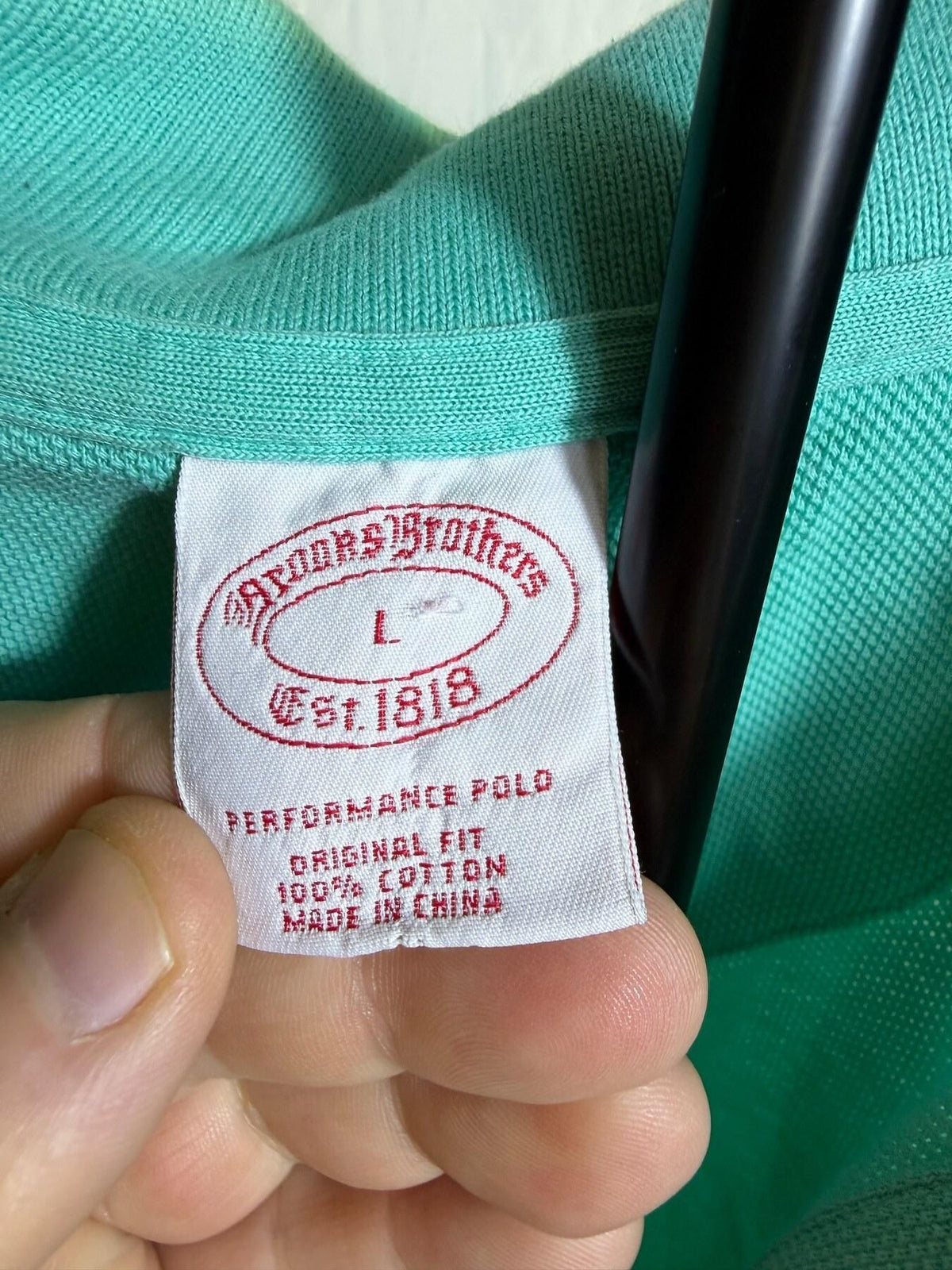 Brooks Brothers Men's L Teal Performance Polo Shirt Stylized Flag Logo - Wormhole Thrift