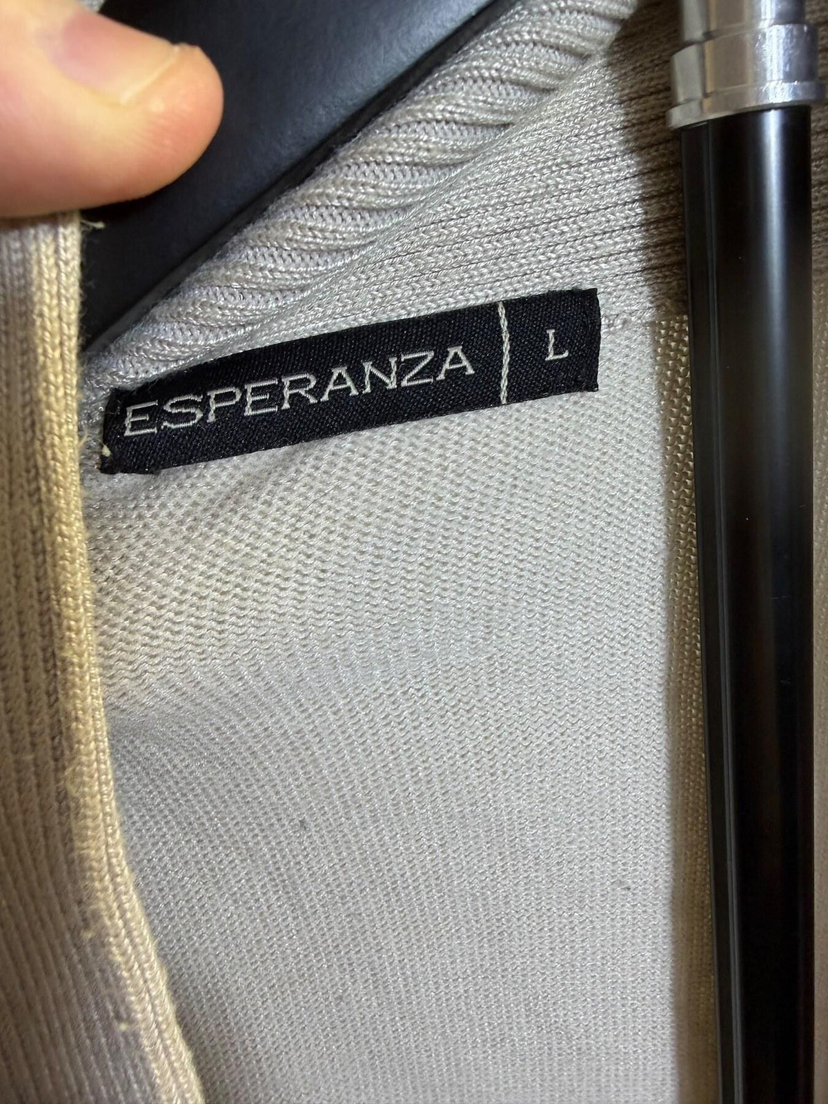 Esperanza Women's Open Front Cardigan Sweater Size L Beige Rayon Blend - Wormhole Thrift