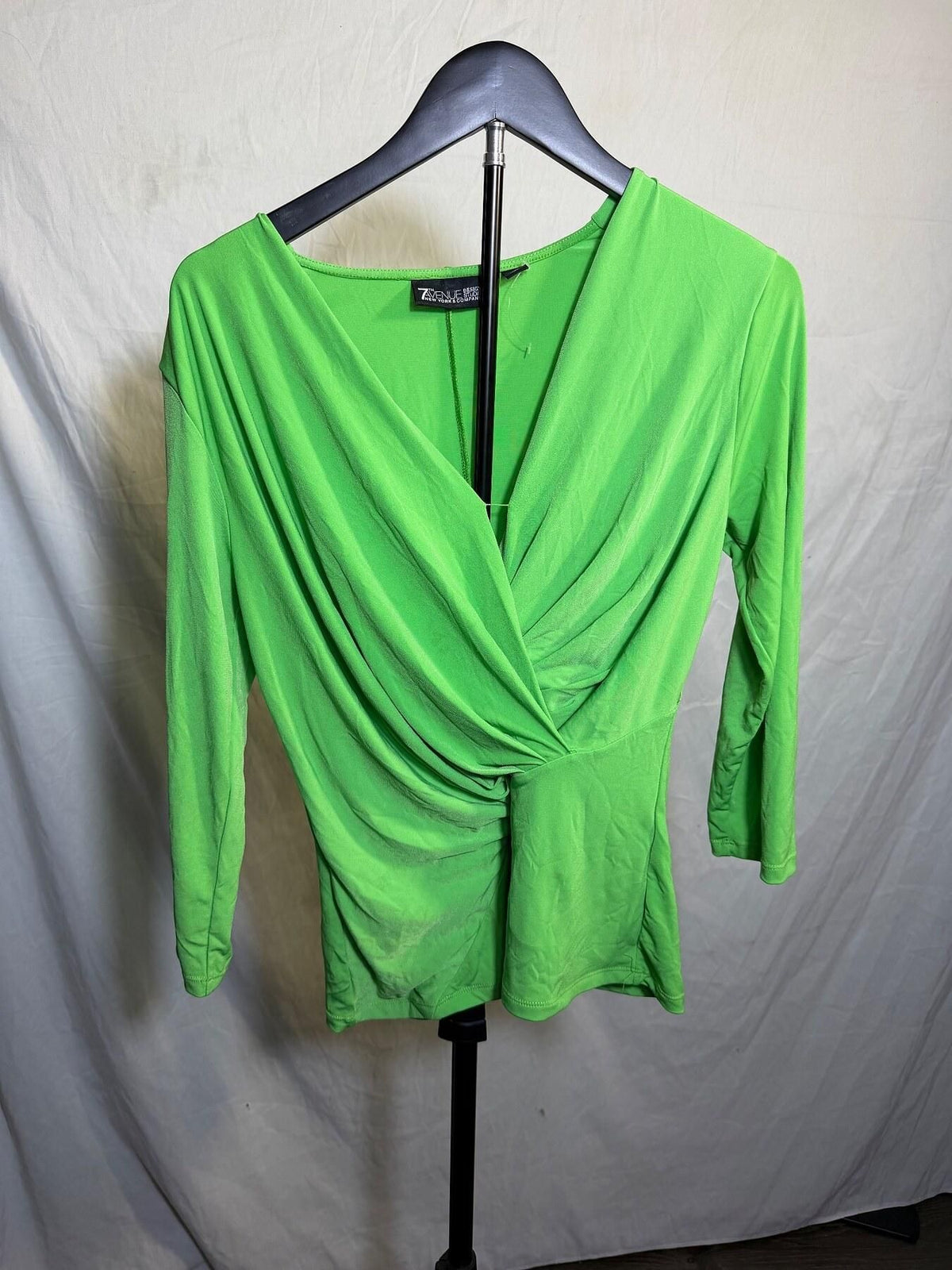 New York & Company Women's Lime Green Draped Wrap Top Size S - Wormhole Thrift