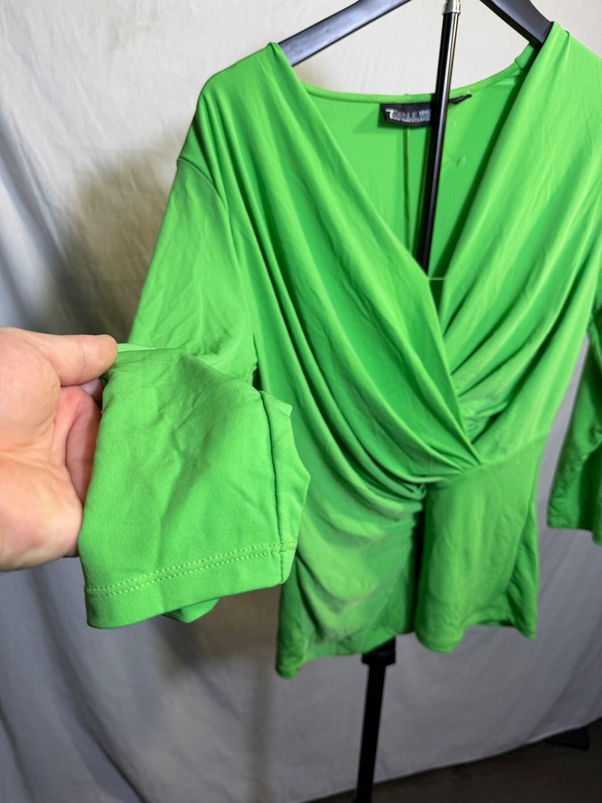 New York & Company Women's Lime Green Draped Wrap Top Size S - Wormhole Thrift