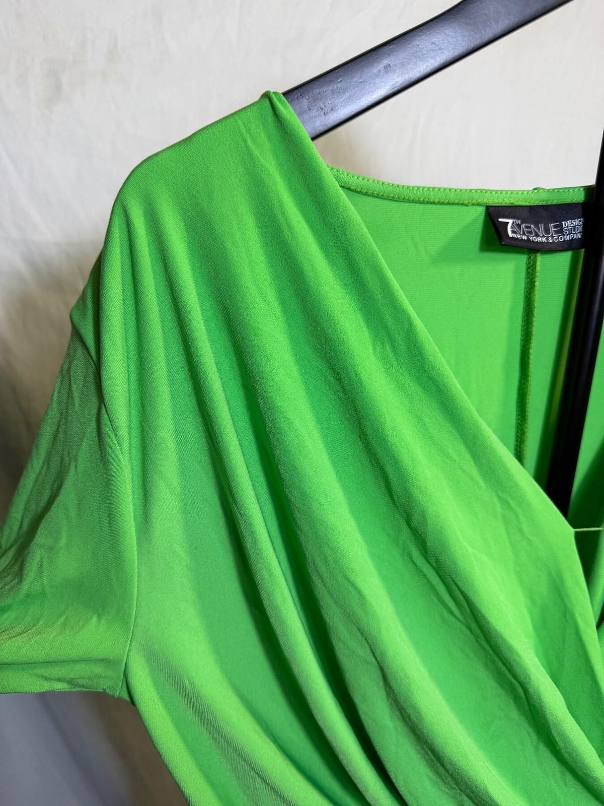 New York & Company Women's Lime Green Draped Wrap Top Size S - Wormhole Thrift