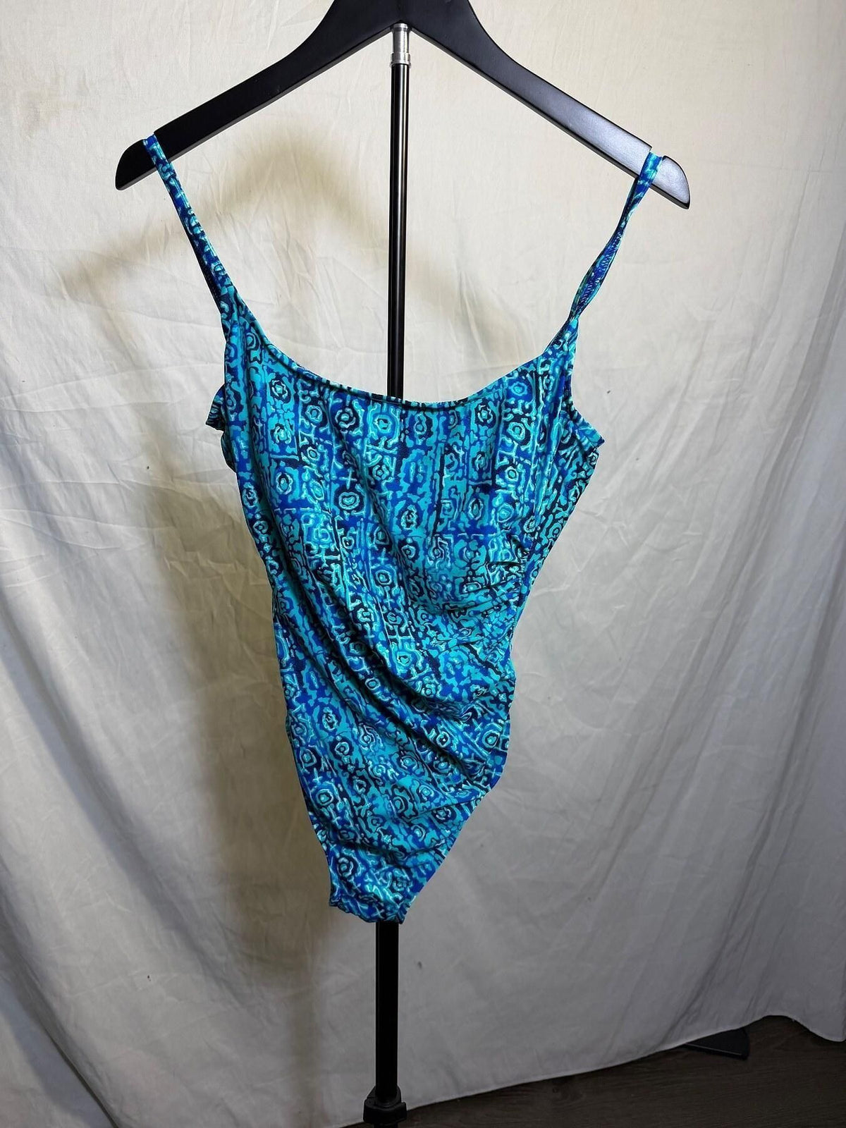 Vintage Cole of California Blue Teal Ruched One-Piece Swimsuit Women's 10 - Wormhole Thrift