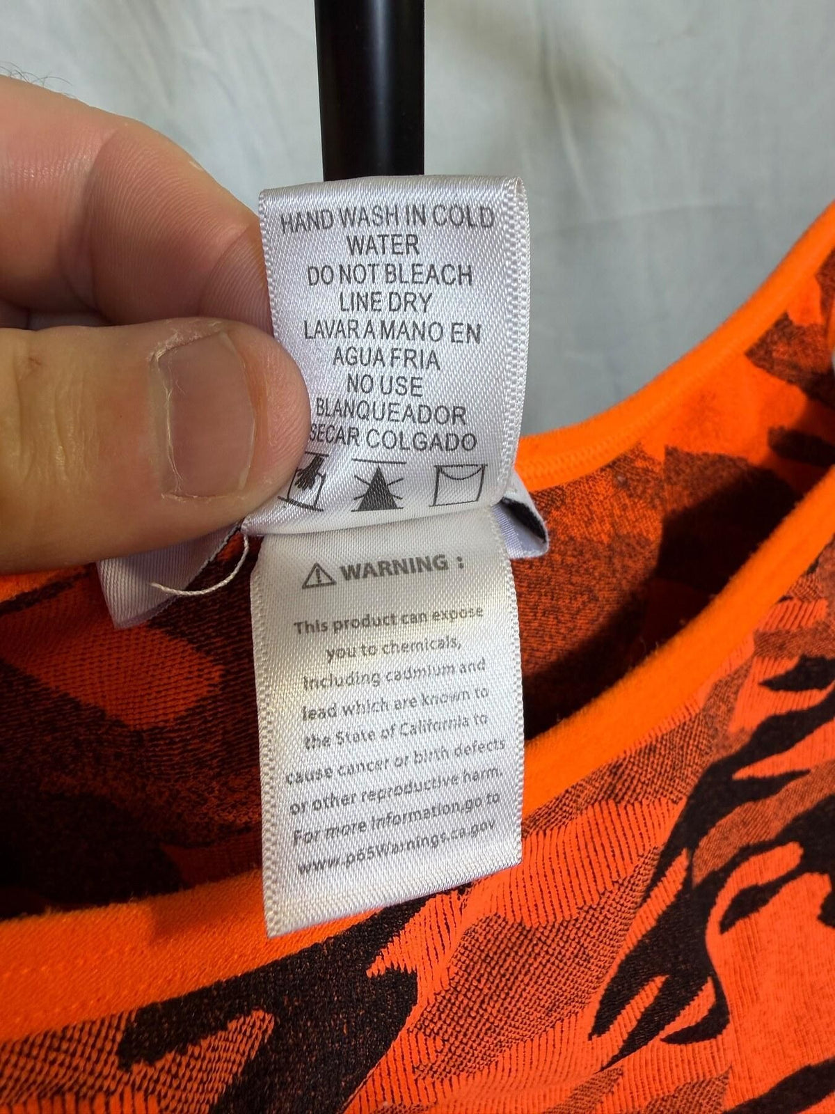 LOVE J Women's Orange Black Camo Romper Jumpsuit L/XL - Wormhole Thrift