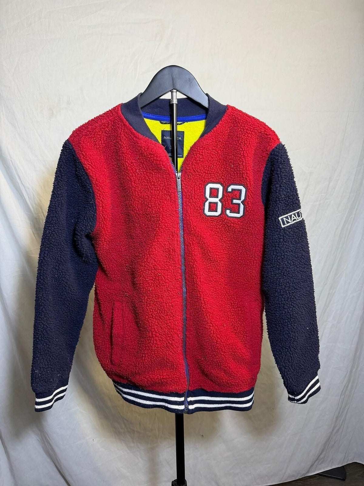 Nautica Youth Boys Red Navy Fleece Bomber Jacket Size L/G 14/16 - Wormhole Thrift
