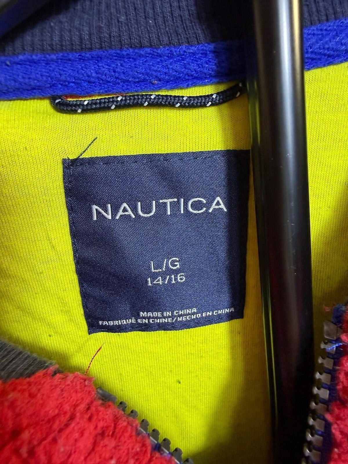 Nautica Youth Boys Red Navy Fleece Bomber Jacket Size L/G 14/16 - Wormhole Thrift