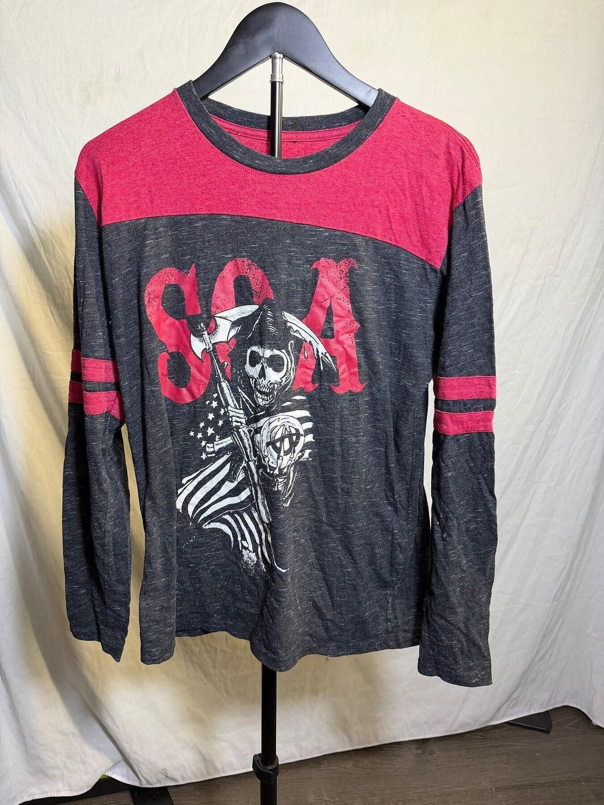 Sons of Anarchy SOA Grim Reaper Raglan Long Sleeve T-Shirt Men's M - Wormhole Thrift