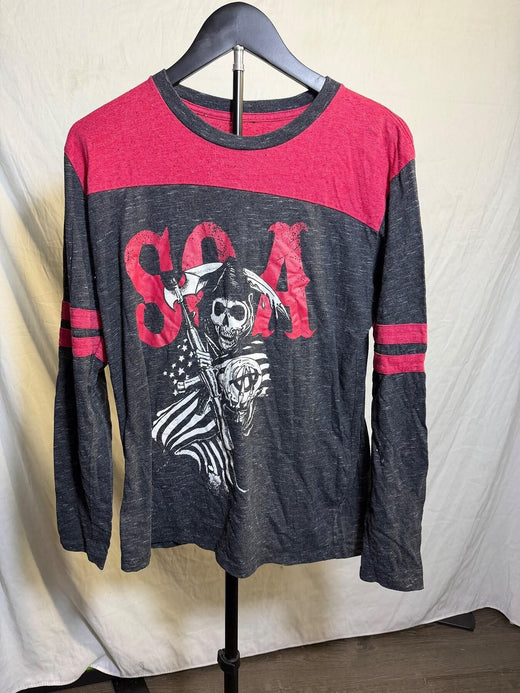 Sons of Anarchy SOA Grim Reaper Raglan Long Sleeve T-Shirt Men's M - Wormhole Thrift