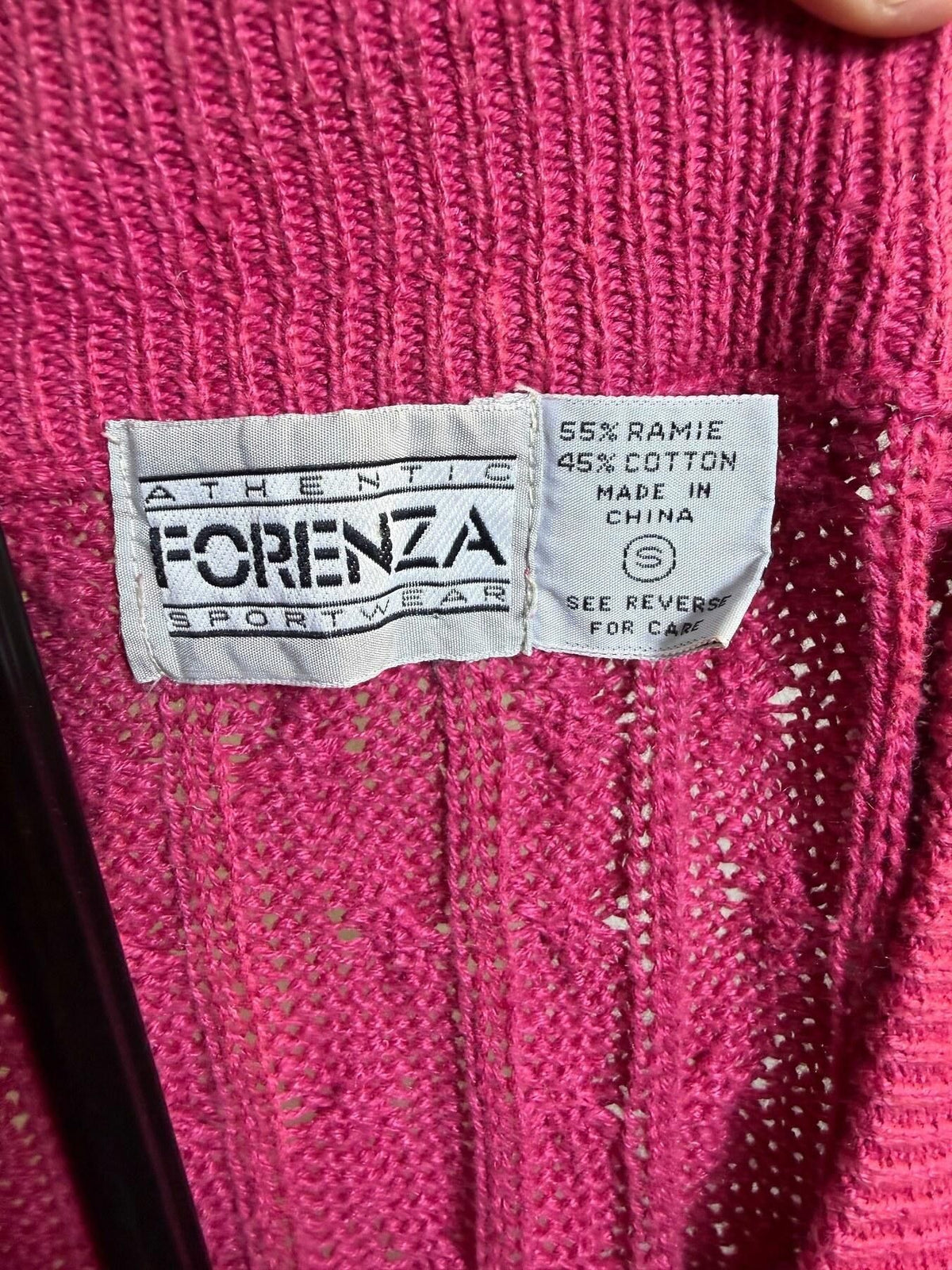 Vintage Forenza Sportwear Pink Cable Knit V-Neck Sweater Vest S - Wormhole Thrift