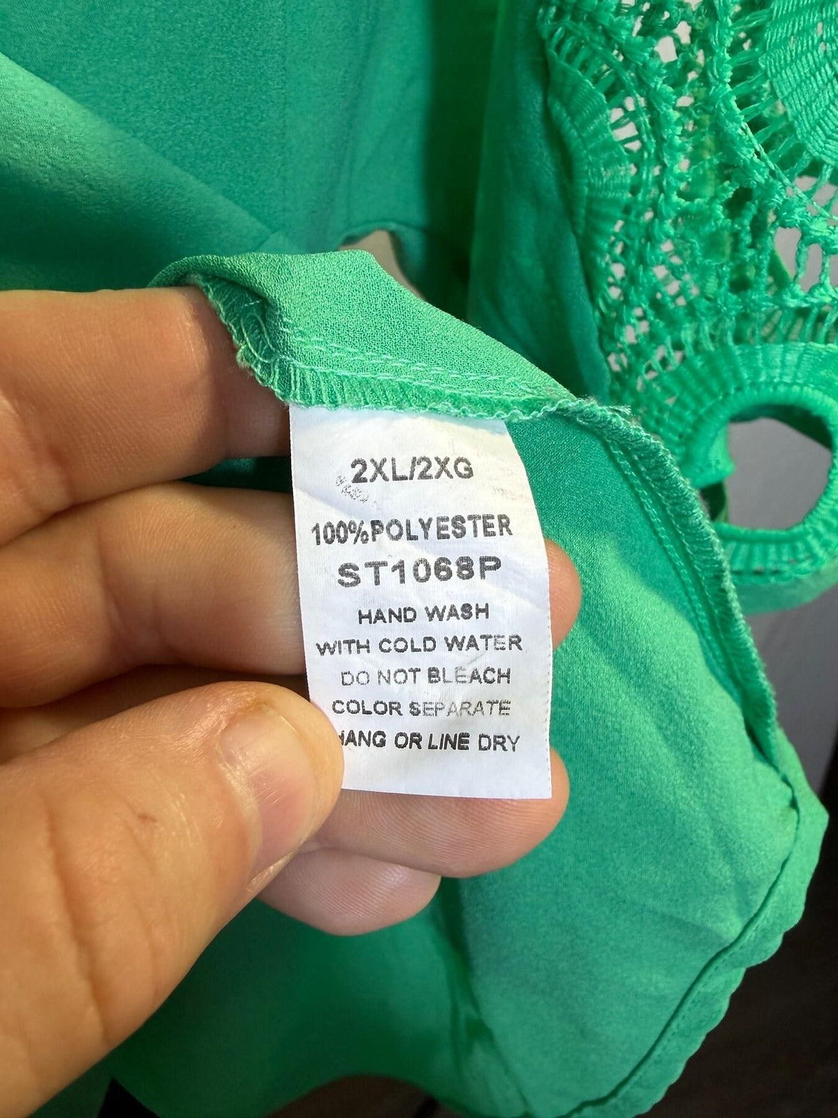 S!STAR Women's Green Crochet Yoke Blouse Top Size 2XL - Wormhole Thrift