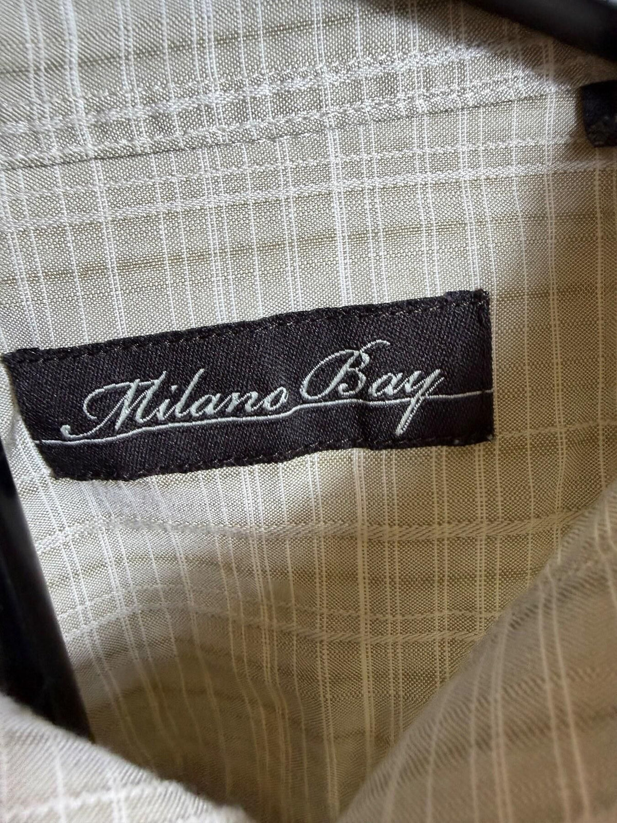 Milano Bay Men's XXL Short Sleeve Plaid Button Up Shirt Rayon Blend - Wormhole Thrift