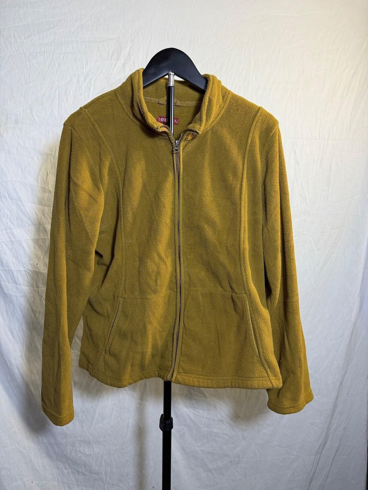 Merona Women's L Full Zip Fleece Jacket Mustard Yellow - Wormhole Thrift