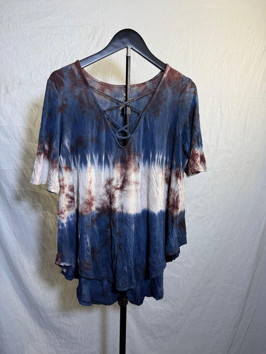 American Eagle Soft & Sexy Tie-Dye Lace-Up V-Neck Top Women's M - Wormhole Thrift