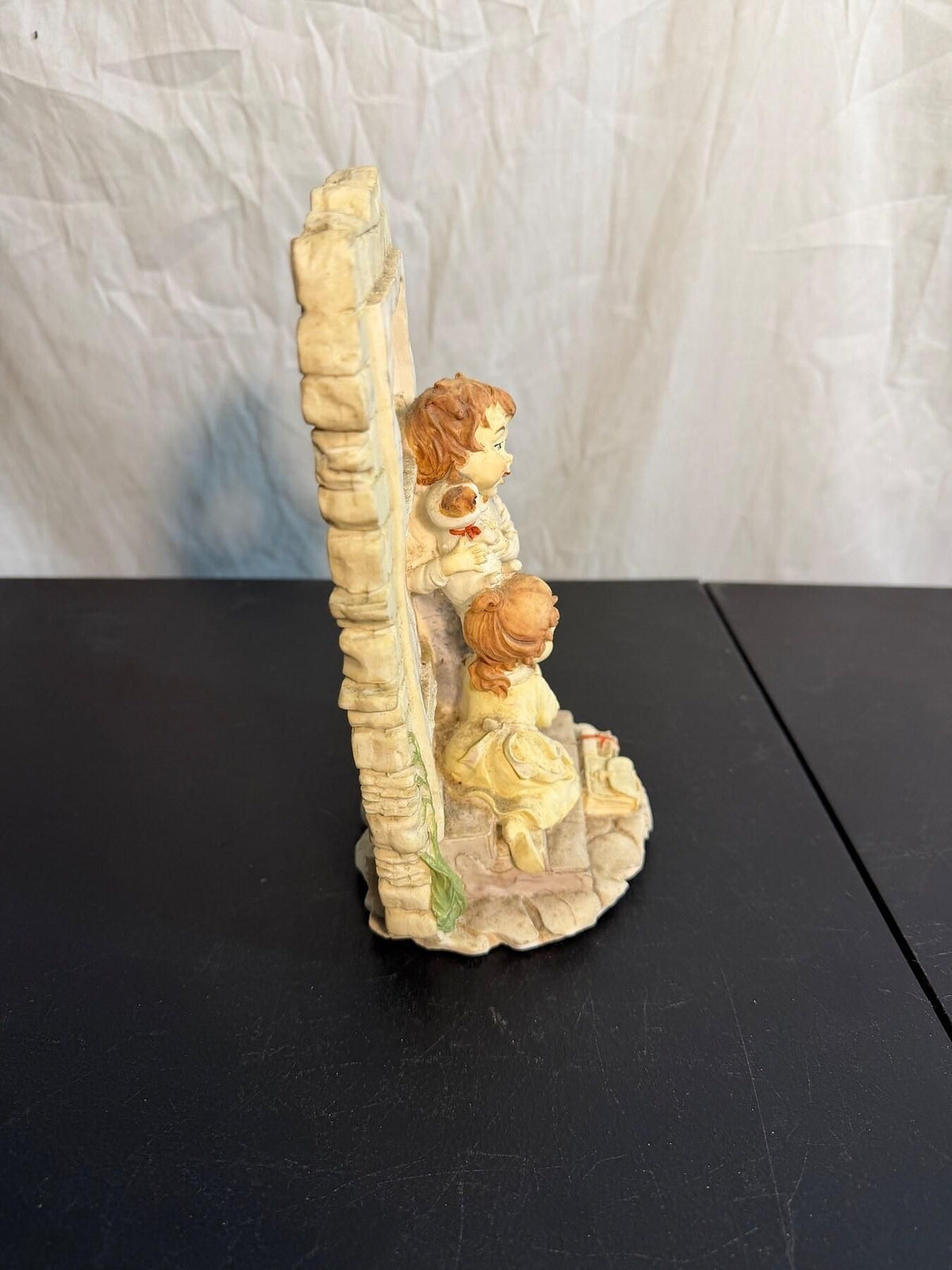 Vintage Children & Cats Doorway Resin Figurine Statue 8" Tall - Wormhole Thrift