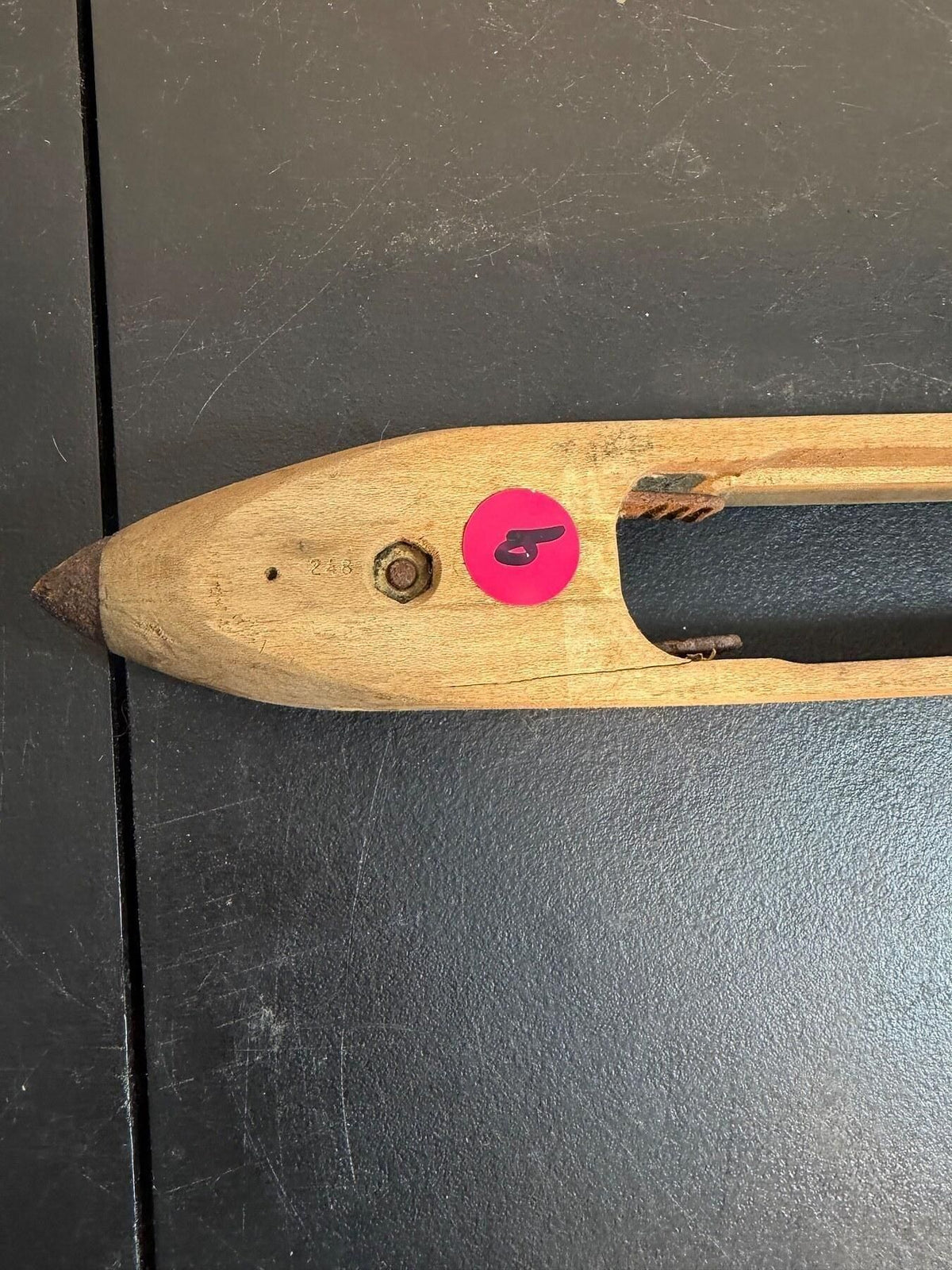 Vintage Wooden Weaving Loom Shuttle with Metal Bobbin Holder - Wormhole Thrift