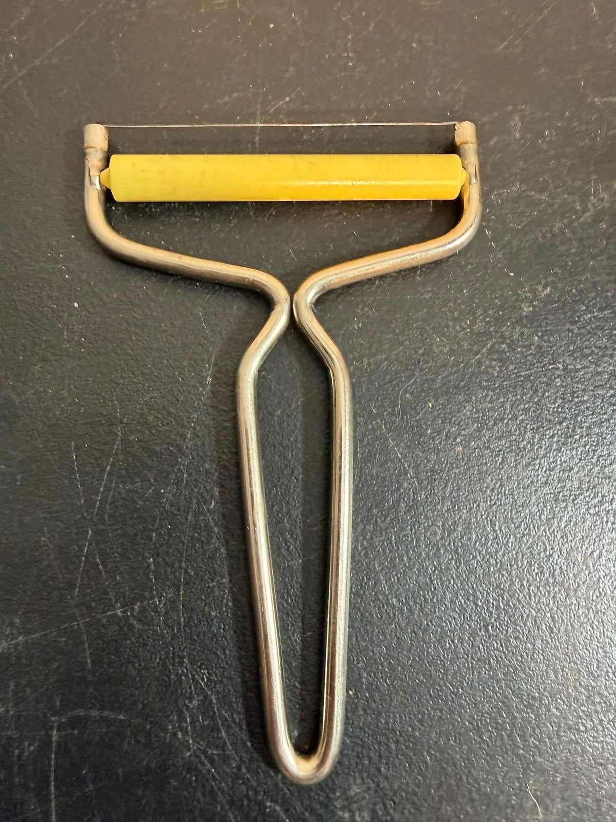 Classic Wire Cheese Slicer with Yellow Roller Handle - Wormhole Thrift