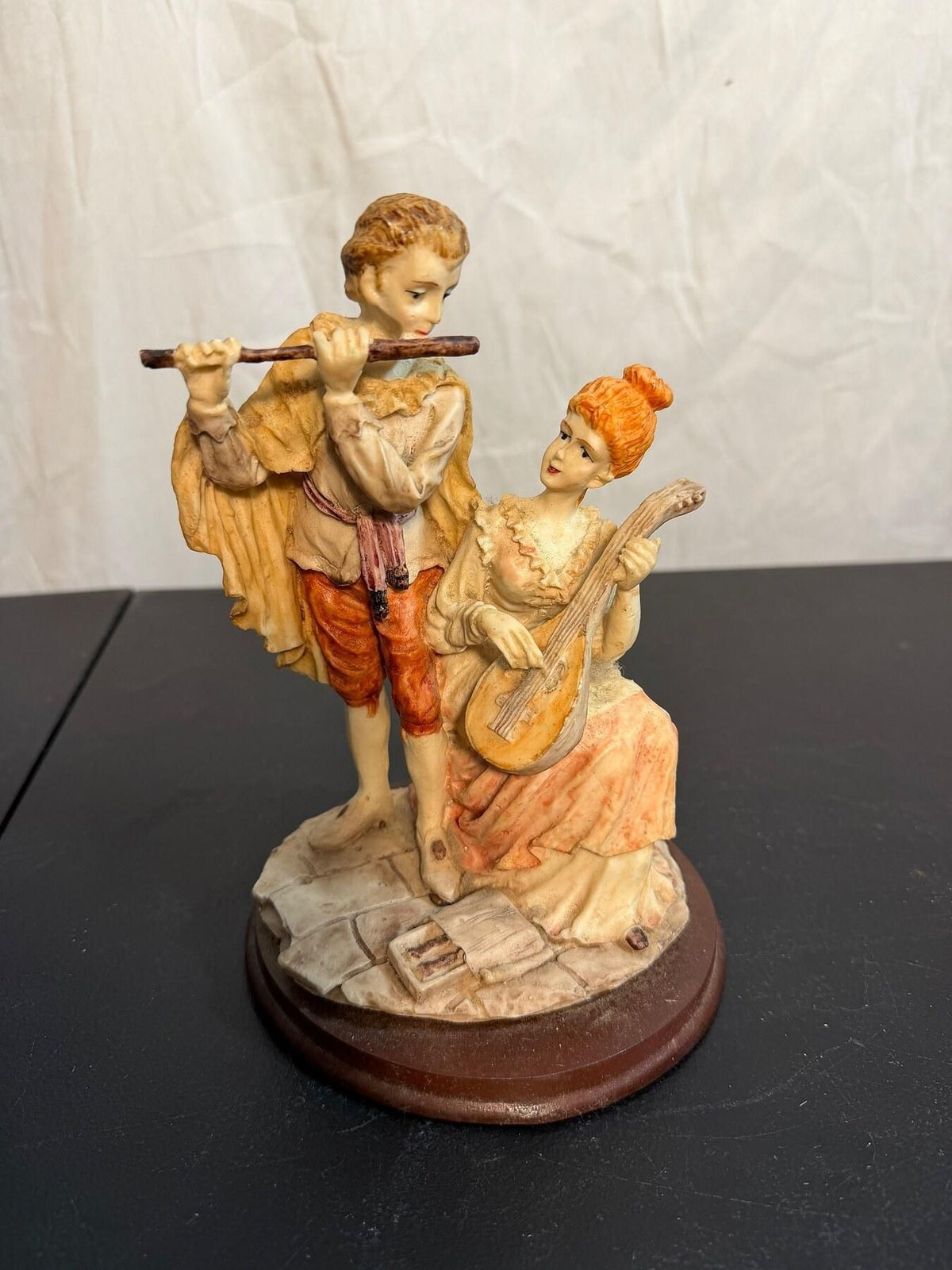 Vintage Musical Couple Figurine Flute Lute Rococo Style - Wormhole Thrift