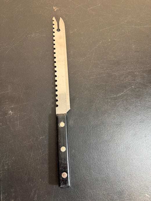 Vintage Serrated Carving Knife Fork Tip Hollow Ground Stainless Steel USA 11" - Wormhole Thrift