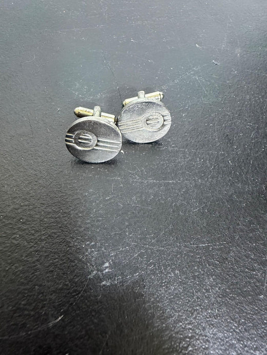 Vintage Mid-Century Geometric Silver Tone Cufflinks - Wormhole Thrift